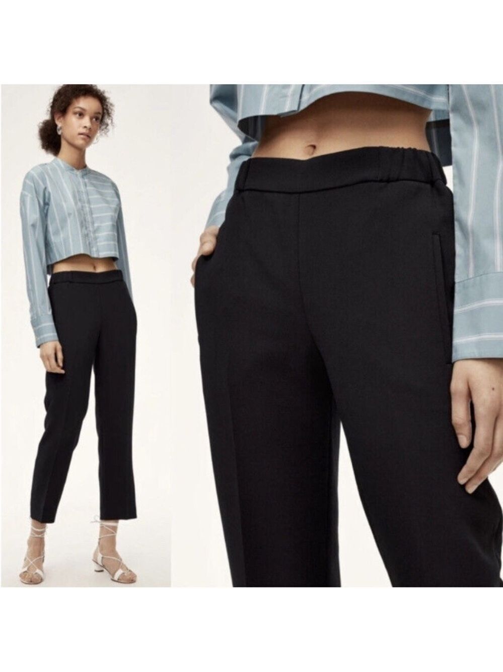 Aritzia Wilfred Darontal Black Cropped Pants Sz 6